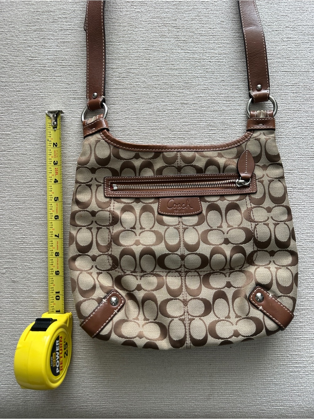 Coach Signature Canvas Crossbody in Tan and Brown